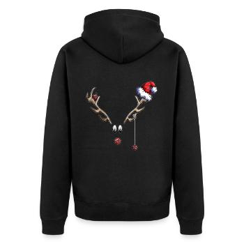 Christmas Party Reindeer Merry Christmas - Unisex Premium Organic Zip Hoodie - black - Back - Nico (187cm)