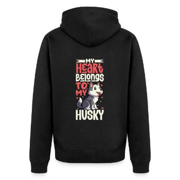 Dog Love - Siberian Husky - Unisex Premium Organic Zip Hoodie - black - Back - Nico (187cm)
