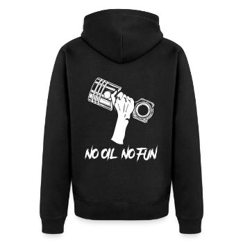 Oil Mechanic Workshop Car - Unisex Premium Bio Zip Hoodie - Schwarz - Hinten - Nico (187cm)