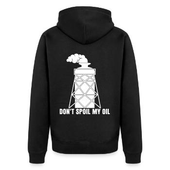 Oil Joke Mechanic Car Gasoline Workshop - Unisex Premium Bio Zip Hoodie - Schwarz - Hinten - Nico (187cm)