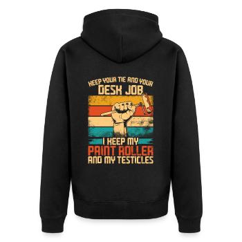 House Painter Decorator Retro Keep - Unisex Premium Organic Zip Hoodie - black - Back - Nico (187cm)