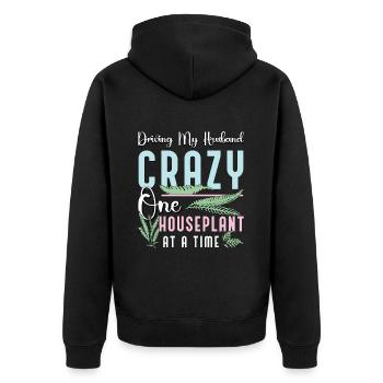 Houseplants Driving My Husband Crazy Botanical - Unisex Premium Organic Zip Hoodie - black - Back - Nico (187cm)