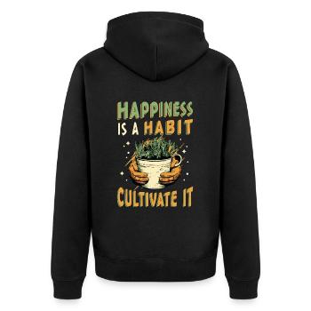 Houseplants Happiness Is A Habit Cultivate Florist - Unisex Premium Organic Zip Hoodie - black - Back - Nico (187cm)