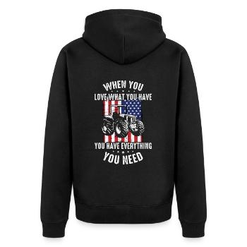 Harvester When You Love What You Have Farming Life - Unisex Premium Organic Zip Hoodie - black - Back - Nico (187cm)