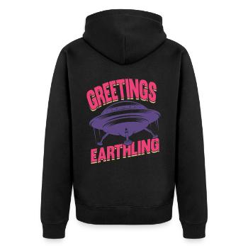 Alien, UFO, UAP, Space, Space Flying Object - Unisex Premium Organic Zip Hoodie - black - Back - Nico (187cm)