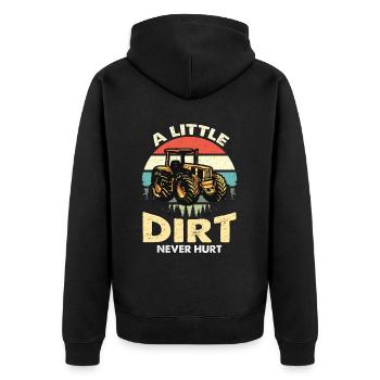 Harvester A Little Dirt Never Hurt Retro Farmer - Unisex Premium Organic Zip Hoodie - black - Back - Nico (187cm)