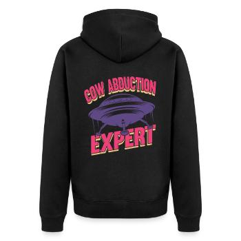 Alien, UFO, UAP, Space, Weltraum Flugobjekt - Unisex Premium Bio Zip Hoodie - Schwarz - Hinten - Nico (187cm)
