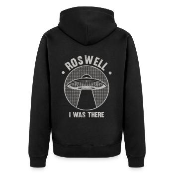 Alien, UFO, UAP, Space, Space Flying Object - Unisex Premium Organic Zip Hoodie - black - Back - Nico (187cm)