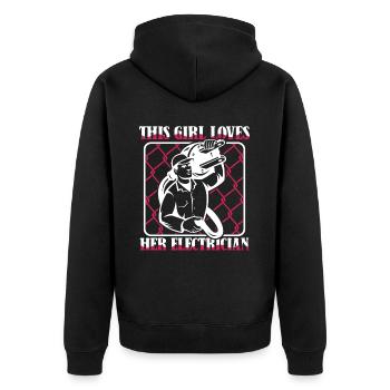 This Girl Loves Her Electrician Electrical Engineer - Unisex Premium Organic Zip Hoodie - black - Back - Nico (187cm)