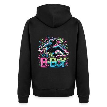 Breakdance Breakdancer Breakdance Kinder - Unisex Premium Bio Zip Hoodie - Schwarz - Hinten - Nico (187cm)