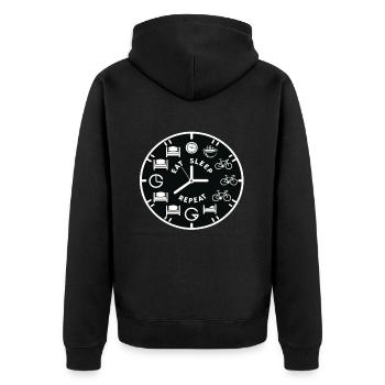Eat Sleep Rennrad Repeat Fahrrad fahren - Unisex Premium Bio Zip Hoodie - Schwarz - Hinten - Nico (187cm)