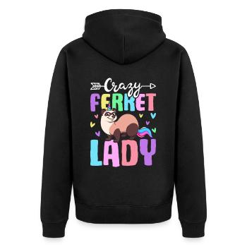 Female Ferret Lover - Unisex Premium Organic Zip Hoodie - black - Back - Nico (187cm)