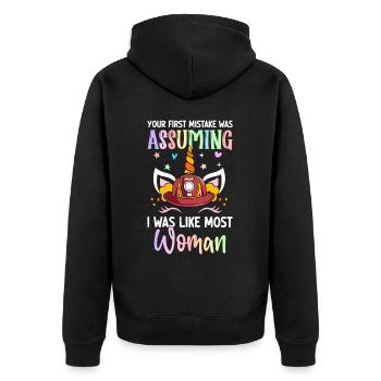 Firefighter Fire Fighting - Unisex Premium Organic Zip Hoodie - black - Back - Nico (187cm)