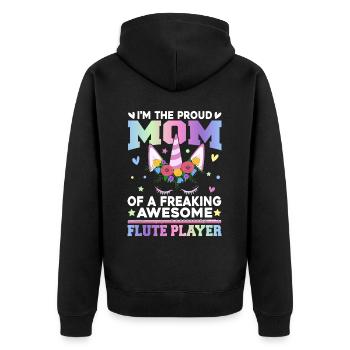 Flötenspieler - Unisex Premium Bio Zip Hoodie - Schwarz - Hinten - Nico (187cm)