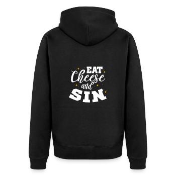 Cheese Cheesecake Food Gift - Unisex Premium Organic Zip Hoodie - black - Back - Nico (187cm)
