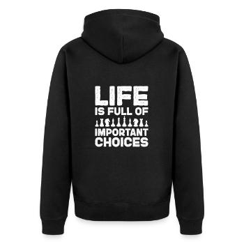 Chess Chessboard Checkmate Chess Player - Unisex Premium Organic Zip Hoodie - black - Back - Nico (187cm)