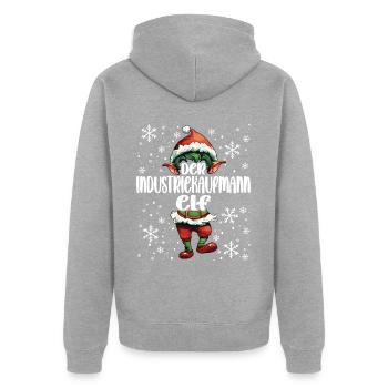 Weihnachtsoutfit Industriekaufmann - Unisex Premium Bio Zip Hoodie - Grau meliert - Hinten - Nico (187cm)
