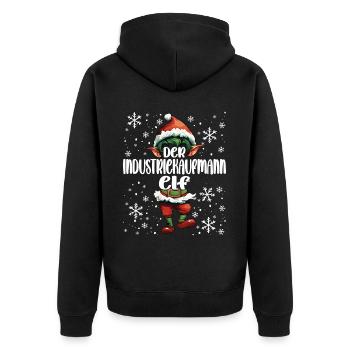 Weihnachtsoutfit Industriekaufmann - Unisex Premium Bio Zip Hoodie - Schwarz - Hinten - Nico (187cm)