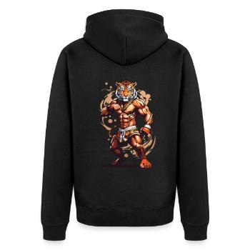 Tiger Spirit Kickboxing et Muay Thai Design - Veste à capuche bio Premium Unisexe - noir - Dos - Nico (187cm)