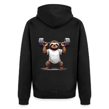 Paresseux Bodybuilder Gym Humour Design - Veste à capuche bio Premium Unisexe - noir - Dos - Nico (187cm)