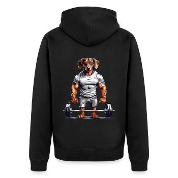Muscle teckel bodybuilder chien amour chien design - Veste à capuche bio Premium Unisexe - noir - Dos - Nico (187cm)