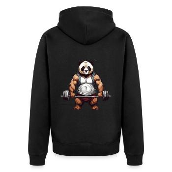 Drôle Panda Ours Bodybuilder Fitness Design - Veste à capuche bio Premium Unisexe - noir - Dos - Nico (187cm)