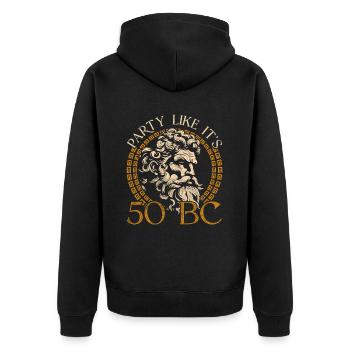 Saturnalien Party Like It's 50 BC - Unisex Premium Bio Zip Hoodie - Schwarz - Hinten - Nico (187cm)