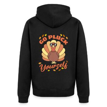 Drôle de dinde Allez vous plumer Hunter Thanksgiving - Veste à capuche bio Premium Unisexe - noir - Dos - Nico (187cm)