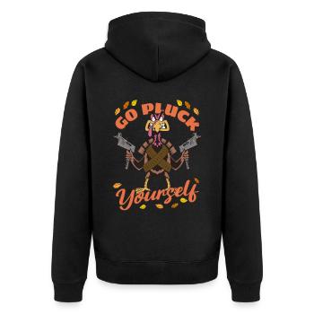 Drôle de dinde Allez vous plumer Hunter Thanksgiving - Veste à capuche bio Premium Unisexe - noir - Dos - Nico (187cm)