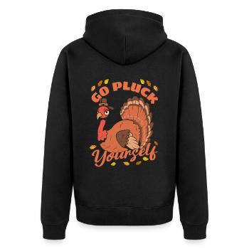 Drôle de dinde Allez vous plumer Hunter Thanksgiving - Veste à capuche bio Premium Unisexe - noir - Dos - Nico (187cm)