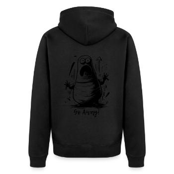 Ängstliches, lustiges, molliges Monster, Geh weg - Unisex Premium Bio Zip Hoodie - Schwarz - Hinten - Nico (187cm)