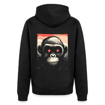 A Portrait of a Horror Ghosts Zombie Monkey - Unisex Premium Organic Zip Hoodie - black - Back - Nico (187cm)