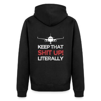 Mach Weiter So! Buchstäblich Flugzeugmechaniker - Unisex Premium Bio Zip Hoodie - Schwarz - Hinten - Nico (187cm)