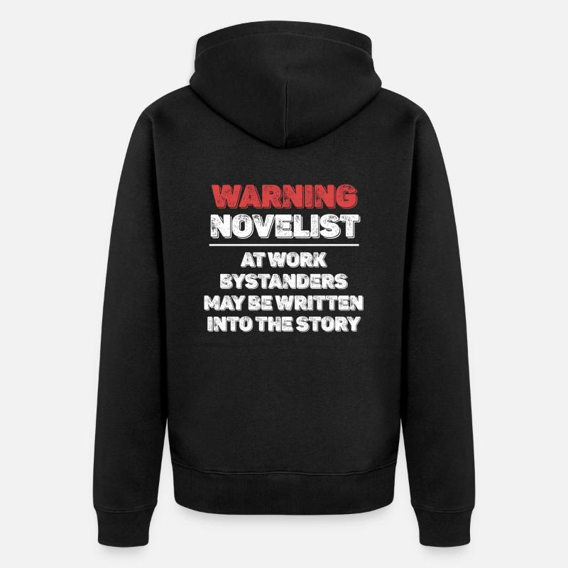 Avertissement romancier au travail romancier - Veste à capuche bio Premium Unisexe - noir