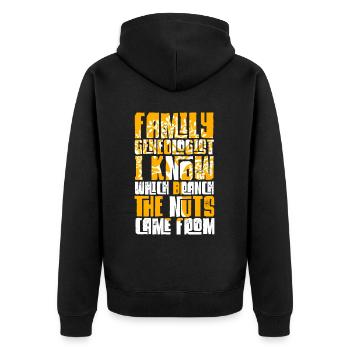 Genealogie Genetik Genealogist Vorfahren - Unisex Premium Bio Zip Hoodie - Schwarz - Hinten - Nico (187cm)