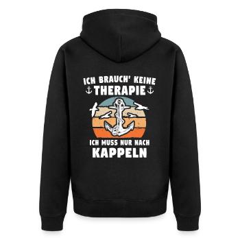Kappeln Sprüche - Unisex Premium Bio Zip Hoodie - Schwarz - Hinten - Nico (187cm)