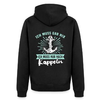 Kappeln Sprüche - Unisex Premium Bio Zip Hoodie - Schwarz - Hinten - Nico (187cm)