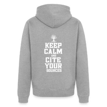 Généalogie Génétique Généalogiste Ancêtres - Veste à capuche bio Premium Unisexe - gris chiné - Dos - Nico (187cm)