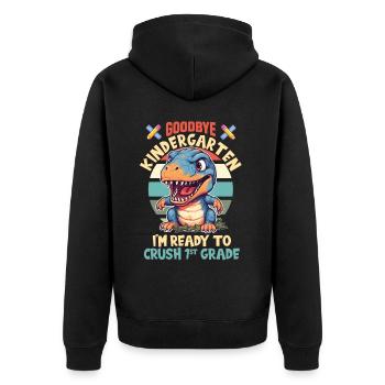 Schulkind Zur Einschulung Goodbye Kindergarten - Unisex Premium Bio Zip Hoodie - Schwarz - Hinten - Nico (187cm)
