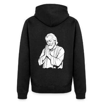 Christian Christianity Praying - Unisex Premium Organic Zip Hoodie - black - Back - Nico (187cm)