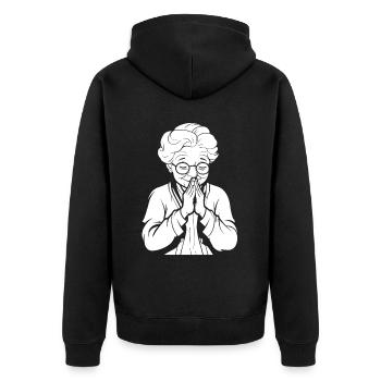 Christ Christentum Beten - Unisex Premium Bio Zip Hoodie - Schwarz - Hinten - Nico (187cm)