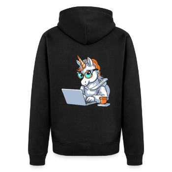 Developer, Coder, Programmer, Coffee - Unisex Premium Organic Zip Hoodie - black - Back - Nico (187cm)