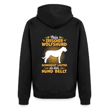 Irischer Wolfshund schnarcht lauter Windhund - Unisex Premium Bio Zip Hoodie - Schwarz - Hinten - Nico (187cm)