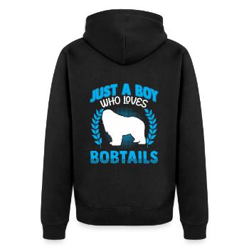 Garçon qui aime Bobtail vieux berger anglais - Veste à capuche bio Premium Unisexe - noir - Dos - Nico (187cm)