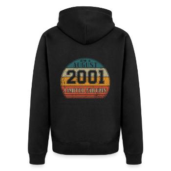 Anniversaire - Edition Limitée Août 2001 - Veste à capuche bio Premium Unisexe - noir - Dos - Nico (187cm)