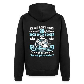 Wassermeister 20. Geburtstag 20 Jahre Wasser - Unisex Premium Bio Zip Hoodie - Schwarz - Hinten - Nico (187cm)