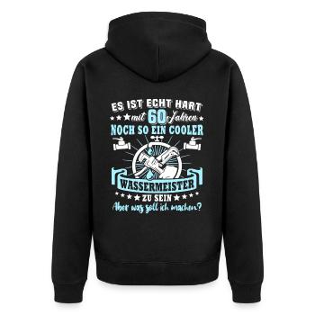 Wassermeister 60. Geburtstag 60 Jahre Wasser - Unisex Premium Bio Zip Hoodie - Schwarz - Hinten - Nico (187cm)