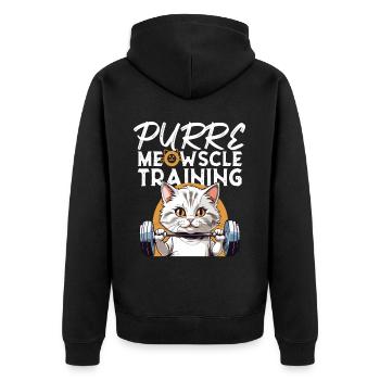 Plaisir de la musculation pour chat « Purre Meowscle Training » - Veste à capuche bio Premium Unisexe - noir - Dos - Nico (187cm)