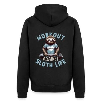 Paresseux Entraînement Motivation Musculation Dicton - Veste à capuche bio Premium Unisexe - noir - Dos - Nico (187cm)