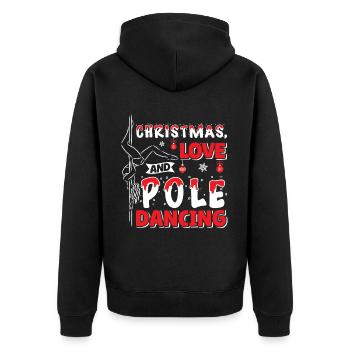 Poledan Tänzerin, Pole Dancing Weihnachten Liebe - Unisex Premium Bio Zip Hoodie - Schwarz - Hinten - Nico (187cm)